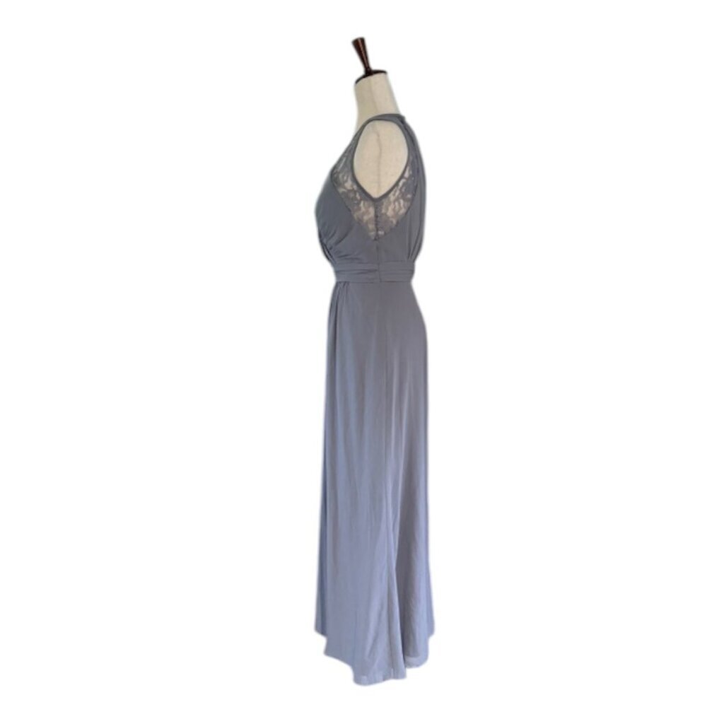 Bari Jay Bridesmaid Grey Chiffon Dress Style 1631 Shadow V Neck Pleated Sz 6 NWT - Picture 8 of 16